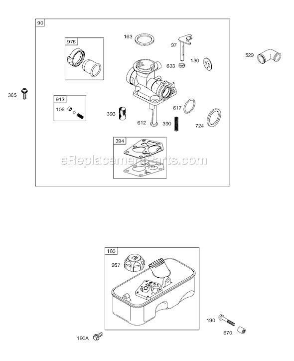 Page C Diagram and Parts List for 9S500SERIES  Briggs and Stratton Engine